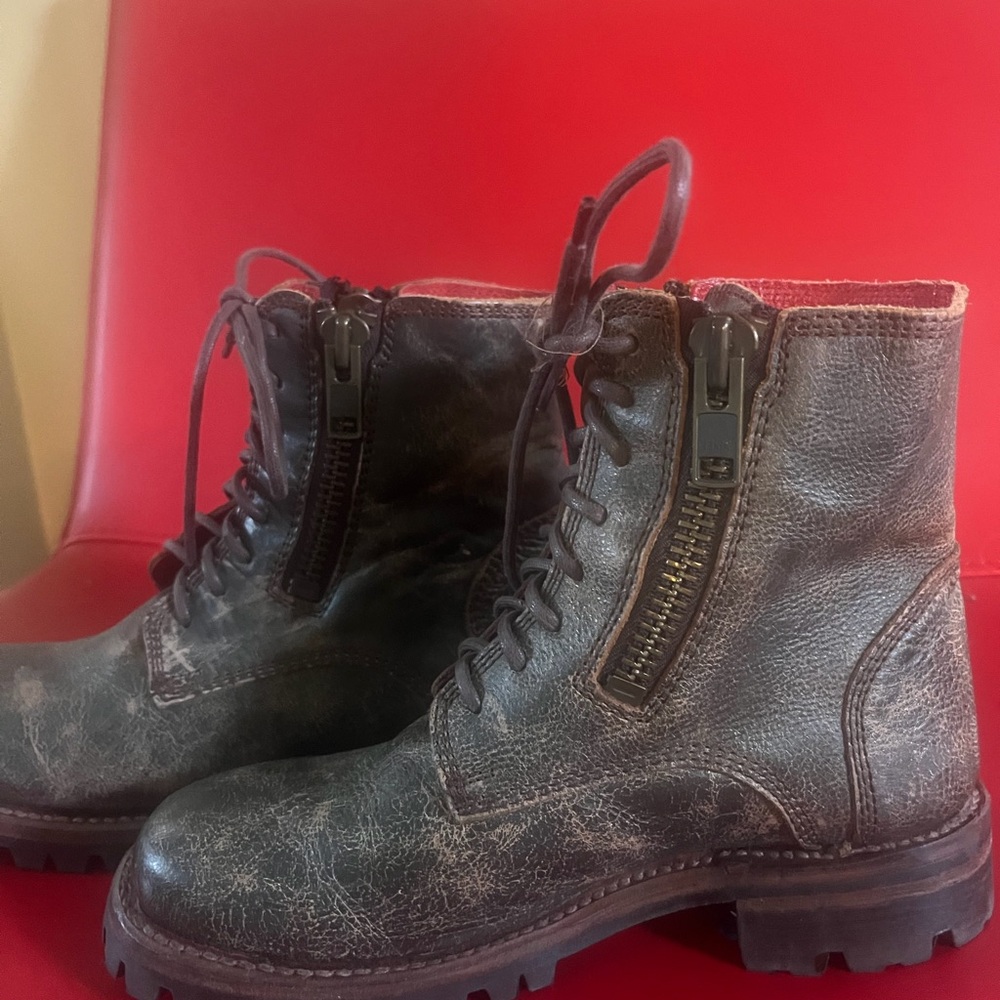 Bed Stu Distressed Brown Lace Up Boots